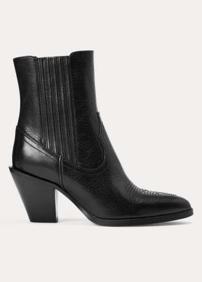 Cowboy Boots Polo Ralph Lauren Mujer Negros - Lowrey Leather - PJZSB6053